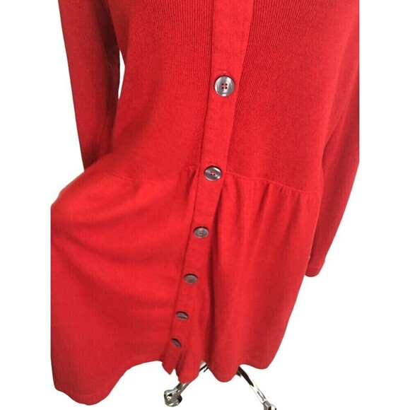Russ Berens Red Size Large Dress Or Duster Lagenlook Minimalist ButtonUp NEW NWT - Picture 5 of 7